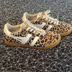 Gola Elan Tan and Black Leopard Sneakers